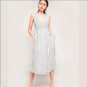 ASTR Aida Cutout Striped Midi Wrap Dress - NWOT
